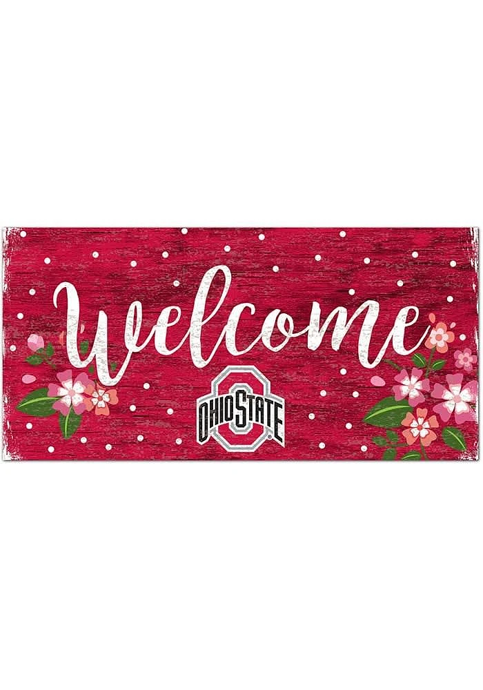 Ohio State Buckeyes Welcome Floral Sign - Red