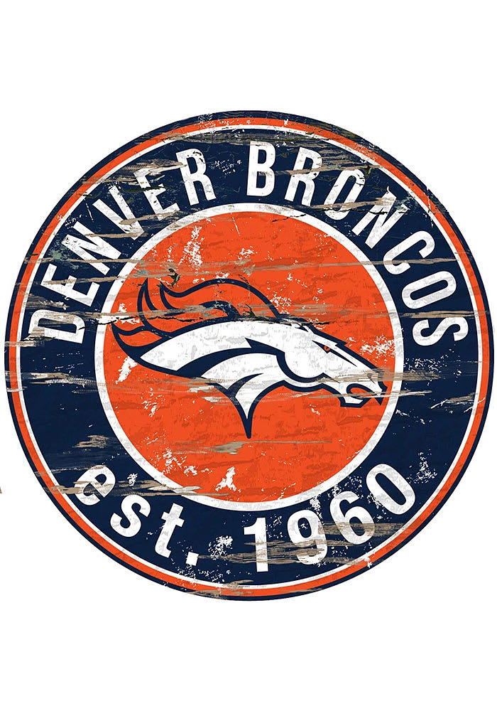 Denver Broncos Established Date Circle 24 Inch Sign - Blue