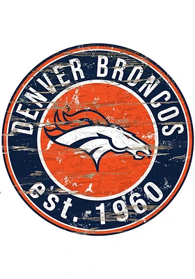 Denver Broncos Established Date Circle 24 Inch Sign - Blue