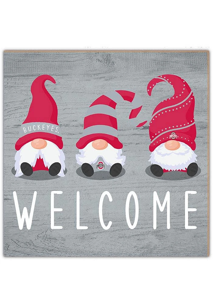 Ohio State Buckeyes Welcome Gnomes Sign - Red