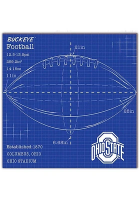 Ohio State Buckeyes Ball Blueprint Sign - Red
