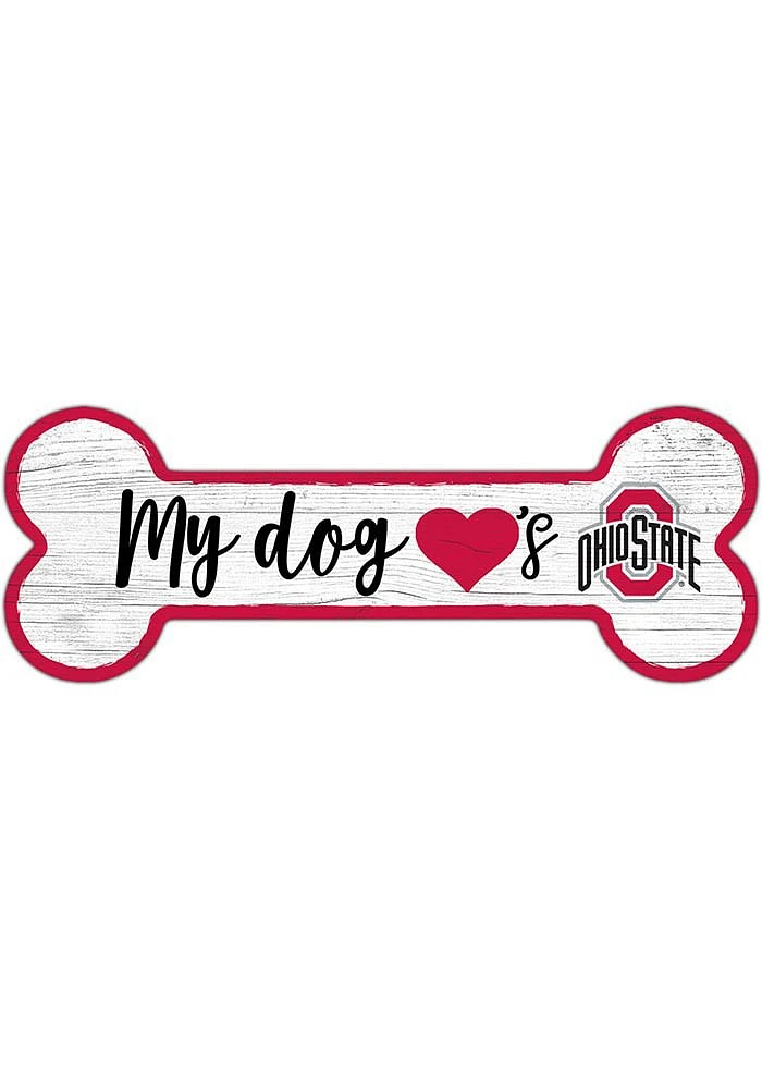 Ohio State Buckeyes Dog Bone 6x12 Sign - Red