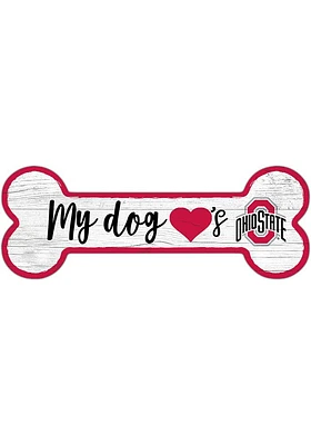 Ohio State Buckeyes Dog Bone 6x12 Sign - Red