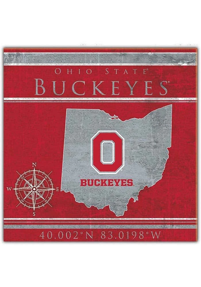 Ohio State Buckeyes Coordinates Sign - Red