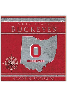 Ohio State Buckeyes Coordinates Sign - Red