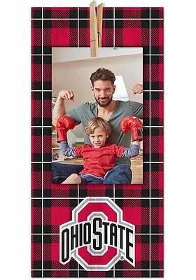 Ohio State Buckeyes Plaid Clothespin Sign - Red