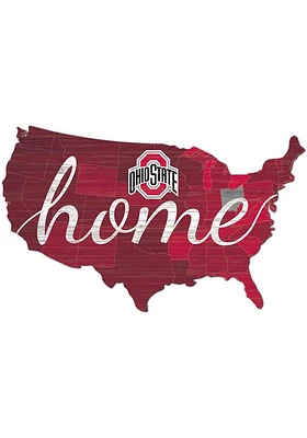 Ohio State Buckeyes USA Shape Cutout Sign - Red