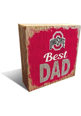 Ohio State Buckeyes Best Dad Block Sign - Red