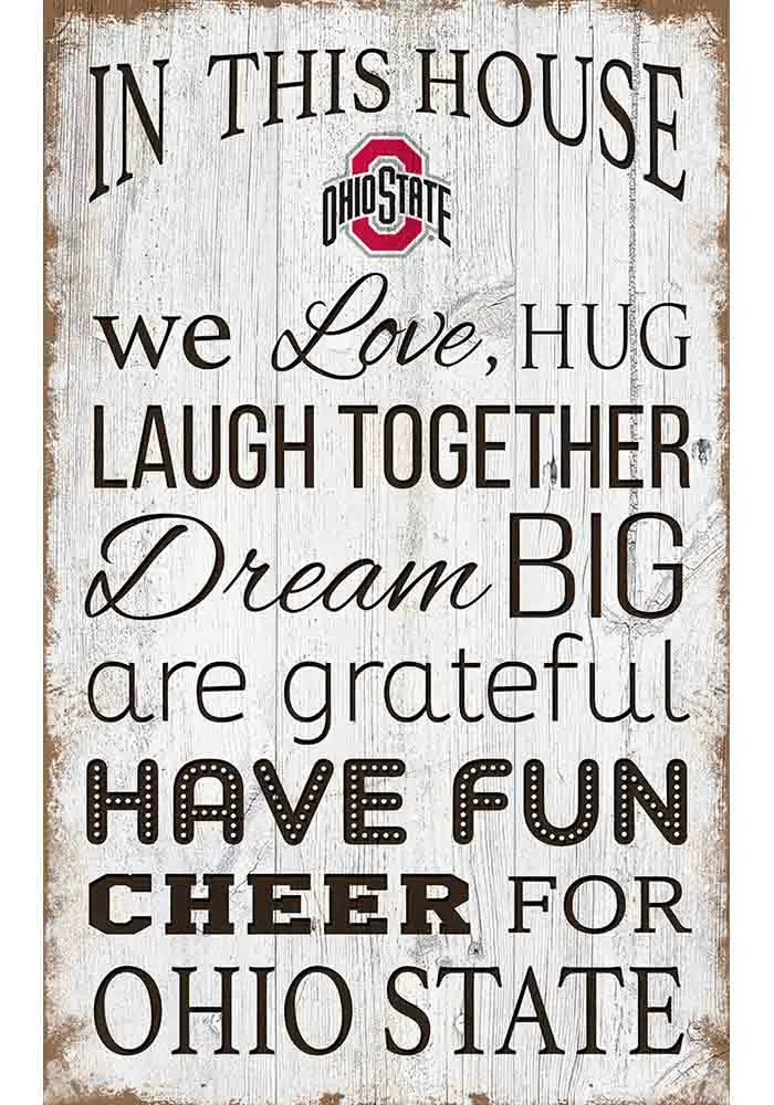 Ohio State Buckeyes In This House 11x19 Sign - Red