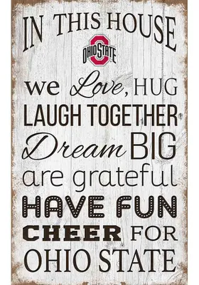 Ohio State Buckeyes In This House 11x19 Sign - Red