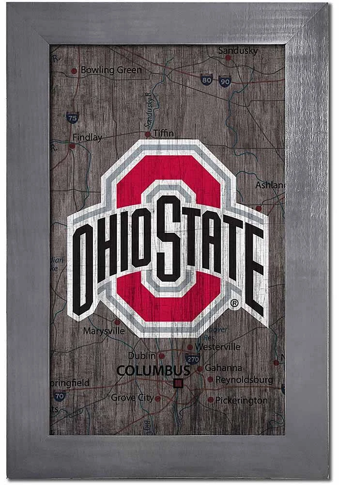 Ohio State Buckeyes City Map Sign - Red