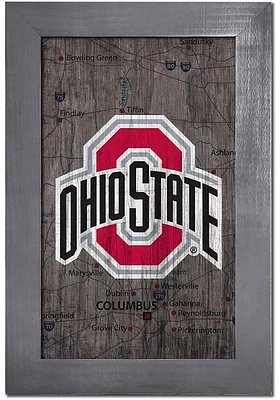 Ohio State Buckeyes City Map Sign - Red