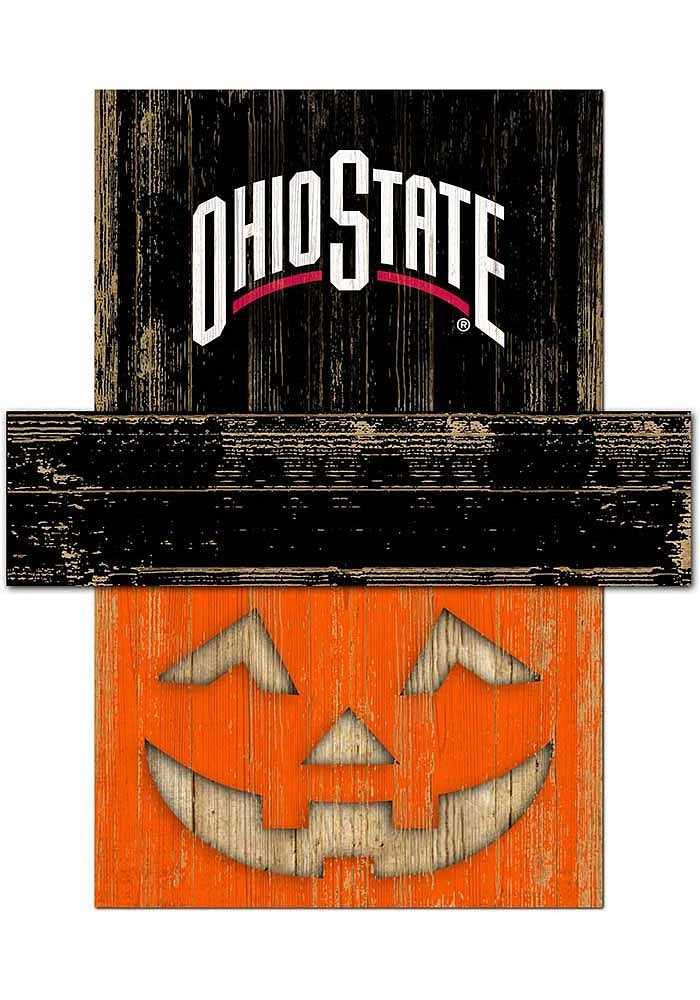Ohio State Buckeyes Pumpkin Head Sign - Red