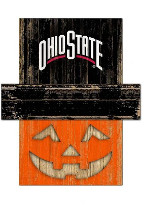 Ohio State Buckeyes Pumpkin Head Sign - Red