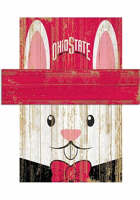 Ohio State Buckeyes Easter Bunny Head Sign - Red