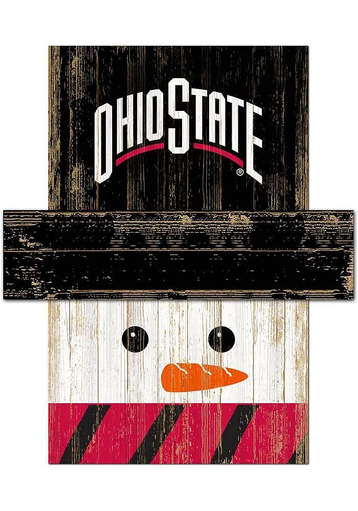 Ohio State Buckeyes Snowman Head Sign - Red