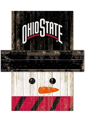 Ohio State Buckeyes Snowman Head Sign - Red