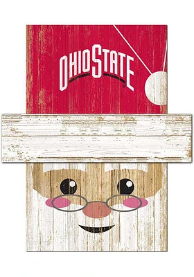 Ohio State Buckeyes Santa Head Sign - Red