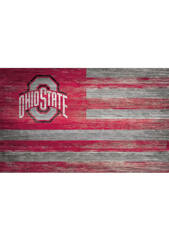 Ohio State Buckeyes Distressed Flag Picture Frame - Red