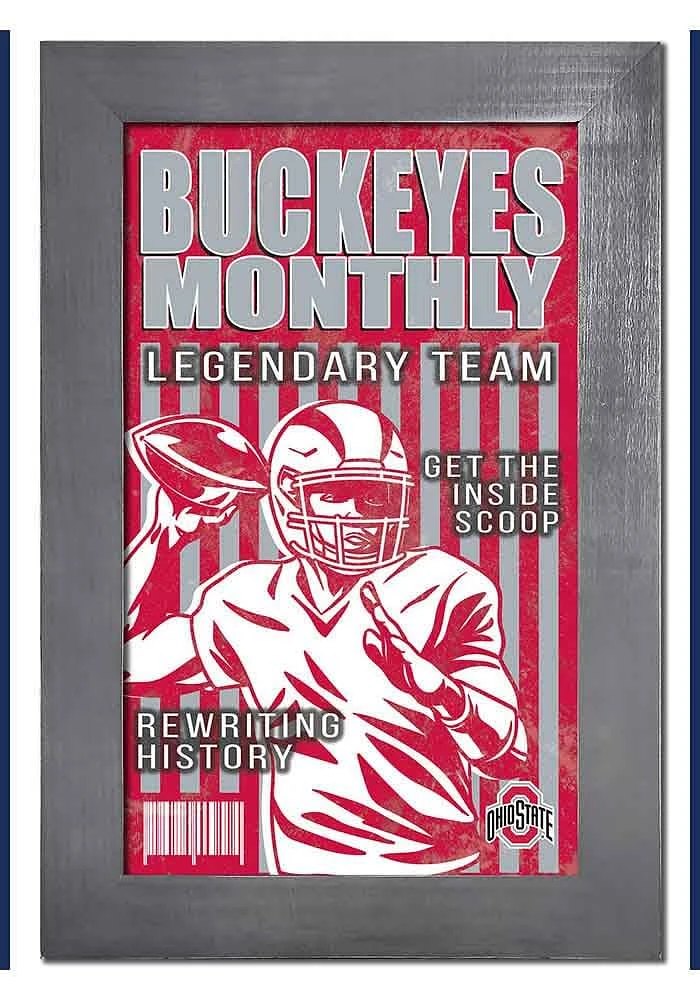 Ohio State Buckeyes 11x19 Framed Monthly Sign - Red