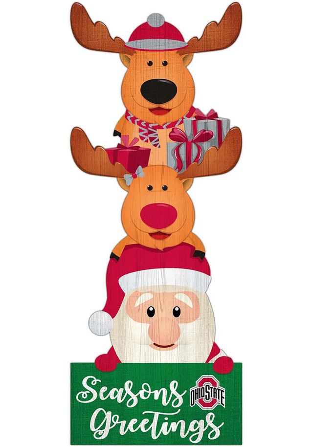Ohio State Buckeyes 31 Inch Santa Stack Leaner Sign - Red