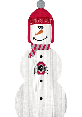Ohio State Buckeyes Snowman Leaner Sign - Red