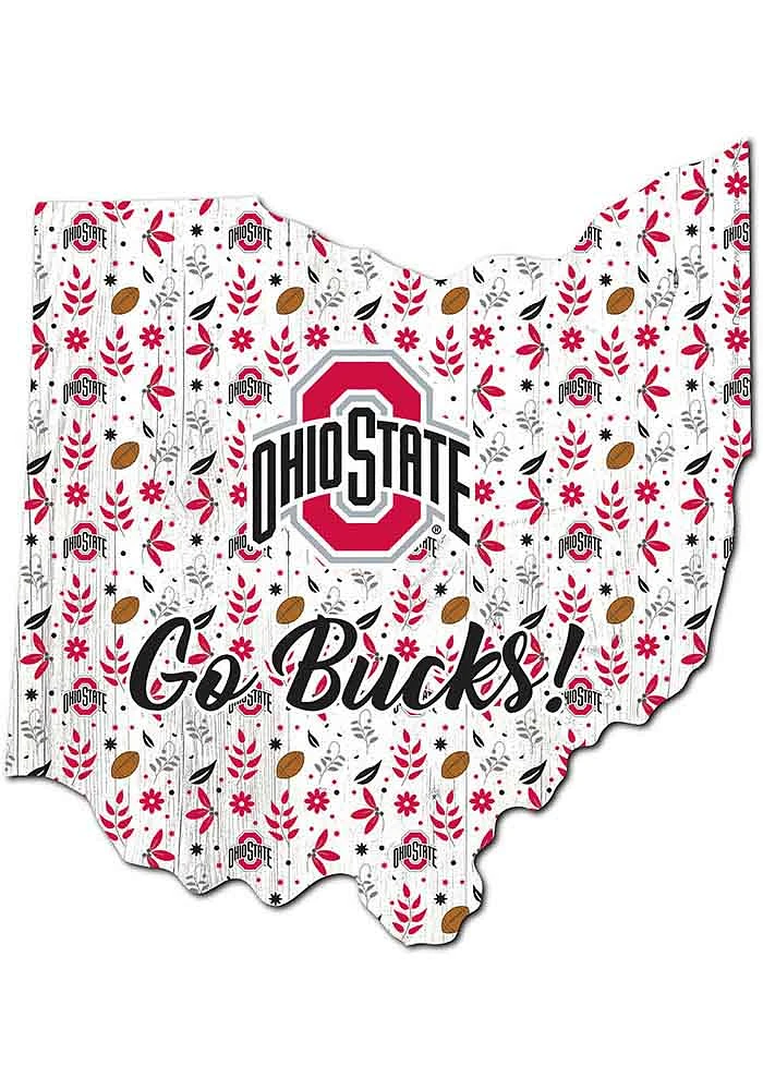 Red Ohio State Buckeyes 24 Inch Floral State Wall Art