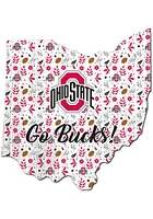 Red Ohio State Buckeyes 24 Inch Floral State Wall Art