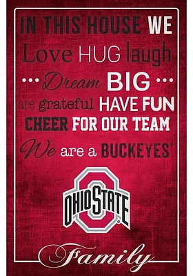 Ohio State Buckeyes In This House 17x26 Sign - Red
