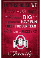 Ohio State Buckeyes In This House 17x26 Sign - Red