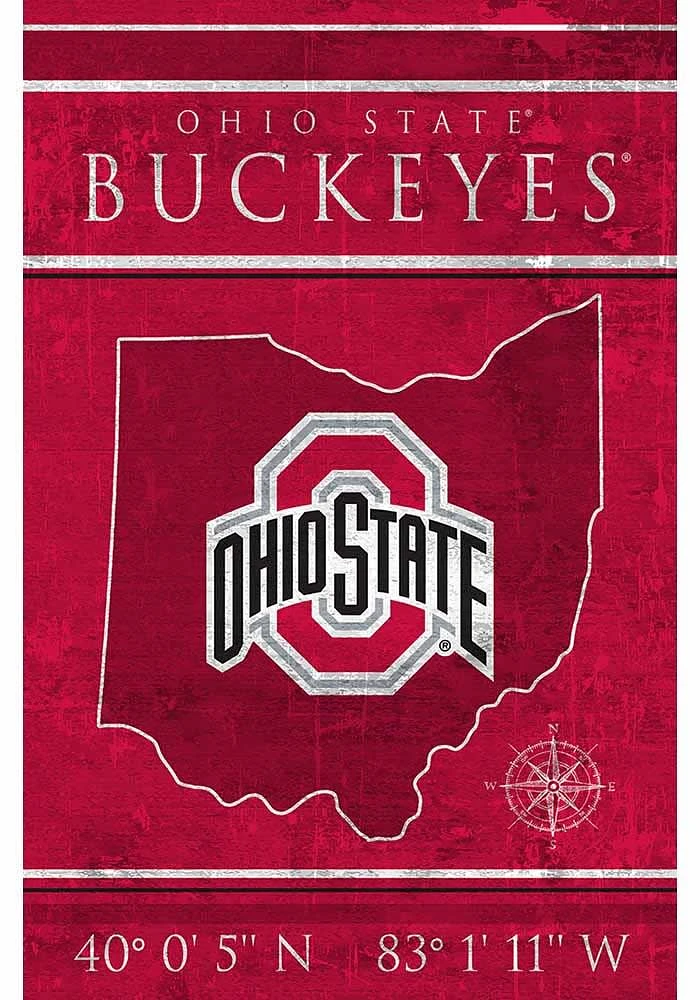 Ohio State Buckeyes Coordinates 17x26 Sign - Red