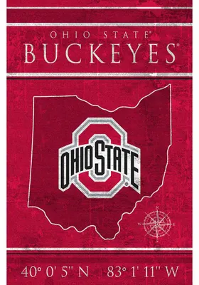Ohio State Buckeyes Coordinates 17x26 Sign - Red