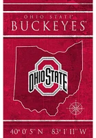 Ohio State Buckeyes Coordinates 17x26 Sign - Red