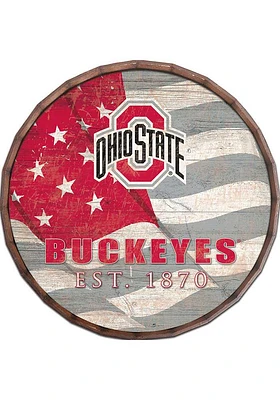 Ohio State Buckeyes Flag 24 Inch Barrel Top Sign - Red