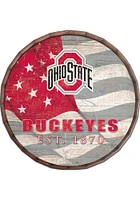 Ohio State Buckeyes Flag 24 Inch Barrel Top Sign - Red