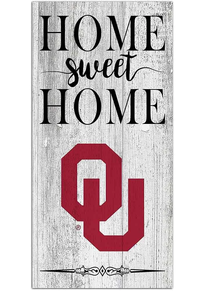 Oklahoma Sooners Home Sweet Home Whitewashed Sign - Red