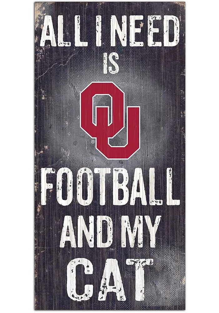 Oklahoma Sooners Football and My Cat Sign - Red