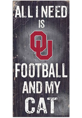 Oklahoma Sooners Football and My Cat Sign - Red