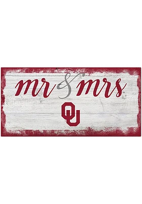 Oklahoma Sooners Script Mr and Mrs Sign - Red