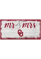 Oklahoma Sooners Script Mr and Mrs Sign - Red