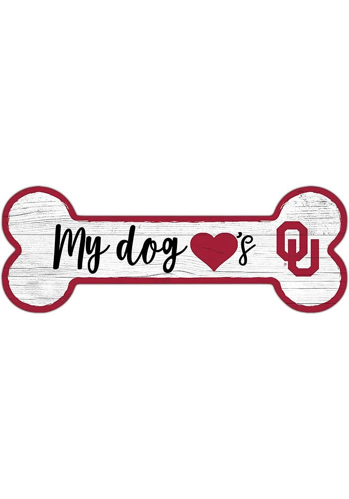 Oklahoma Sooners Dog Bone 6x12 Sign - Red