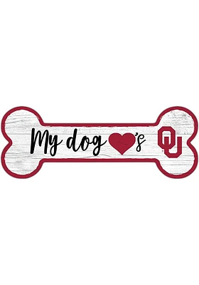 Oklahoma Sooners Dog Bone 6x12 Sign - Red