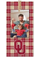 Oklahoma Sooners Plaid Clothespin Sign - Red