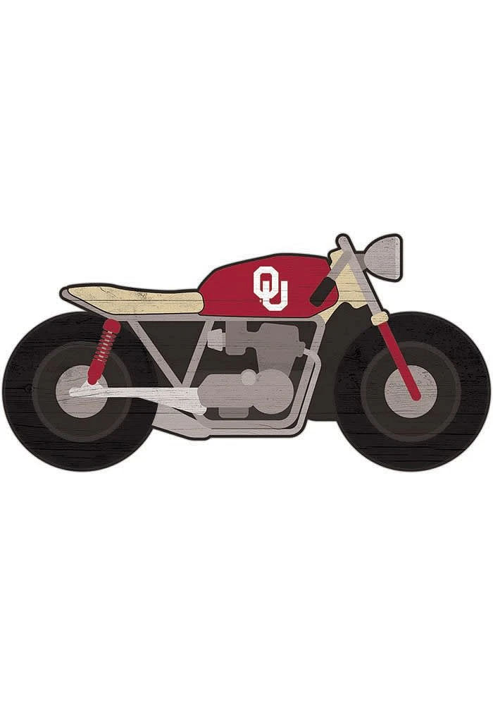 Oklahoma Sooners Motorcycle Cutout Sign - Red