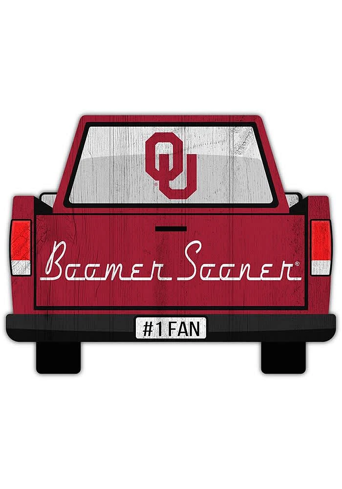 Oklahoma Sooners Truck Back Cutout Sign - Red