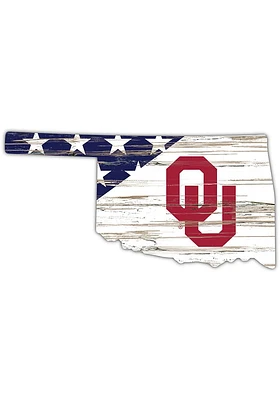 Oklahoma Sooners 12 Inch USA State Cutout Sign - Red