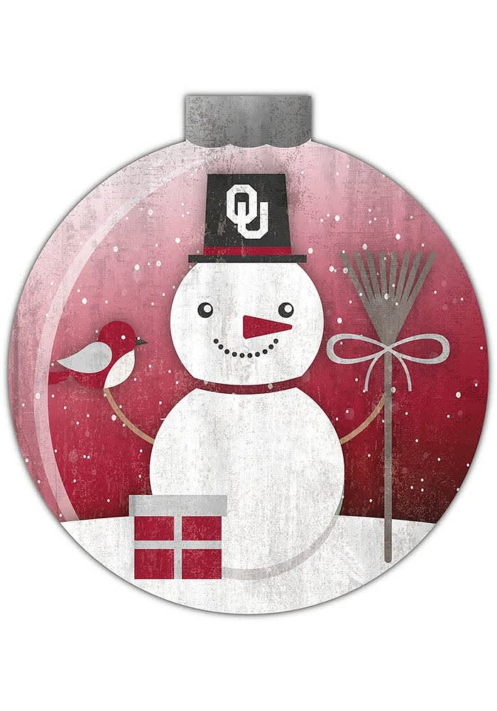 Oklahoma Sooners Snowglobe 12 Inch Sign - Red