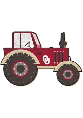 Oklahoma Sooners Tractor Cutout Sign - Red