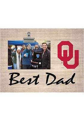 Oklahoma Sooners Best Dad Burlap Clip Picture Frame - Red
