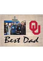 Oklahoma Sooners Best Dad Burlap Clip Picture Frame - Red